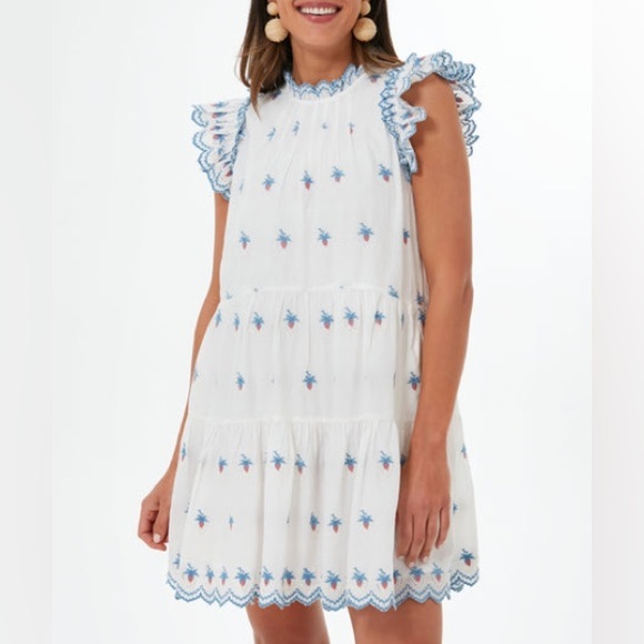 Sea New York Dresses & Skirts - Sea New York Cream Renee Embroidered Strawberry Dress L 100% Cotton